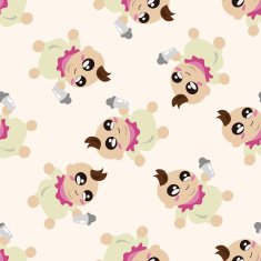 person character baby cartoon seamless pattern background N3