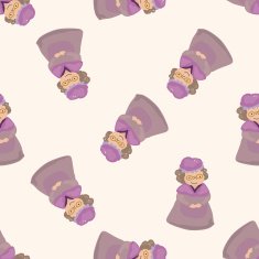 grandmom in little red riding hood cartoon seamless pattern background