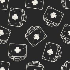 medical box doodle drawing seamless pattern background