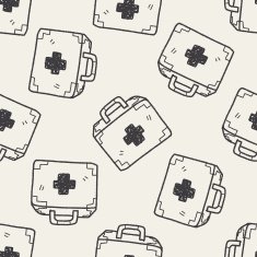 medical box doodle drawing seamless pattern background N2