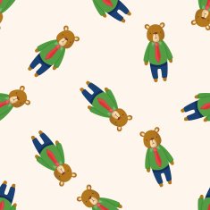 animal bear worker cartoon seamless pattern background N3