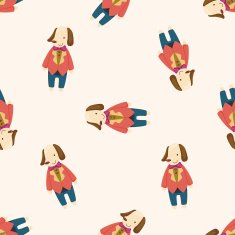animal dog worker cartoon seamless pattern background N3