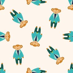 animal monkey worker cartoon seamless pattern background N2