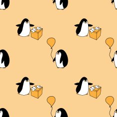 seamless pattern with party penguins
