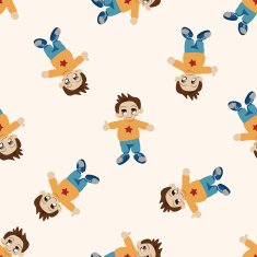 family boy character cartoon seamless pattern background N5