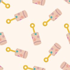 Baby rattle cartoon seamless pattern background N9