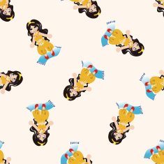 fairytale princess cartoon seamless pattern background N16