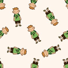 family boy character cartoon seamless pattern background N9