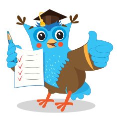 Cute owl holding up his grades