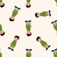 family boy character cartoon seamless pattern background N10