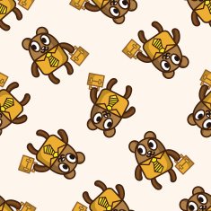 animal bear worker cartoon seamless pattern background N4