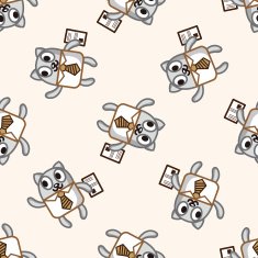 animal cat worker cartoon seamless pattern background N3