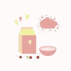 Vector illustration with yoghurt and berries on a table