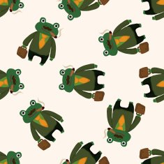 animal frog worker cartoon seamless pattern background N2