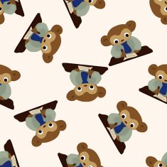 animal monkey worker cartoon seamless pattern background N3