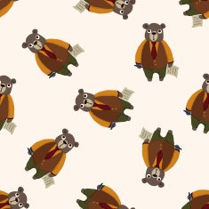 animal bear worker cartoon seamless pattern background N6
