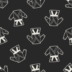 karate doodle seamless pattern background
