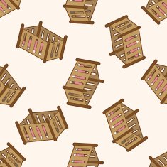 baby bed cartoon seamless pattern background N3