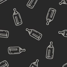 Doodle Feeding bottle seamless pattern background N2