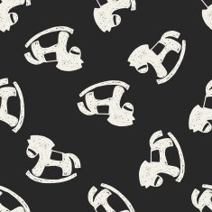 Doodle Rocking horse seamless pattern background