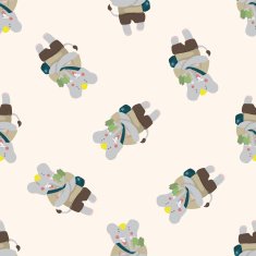 animal going to school cartoon seamless pattern background