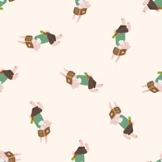 animal going to school cartoon seamless pattern background N2
