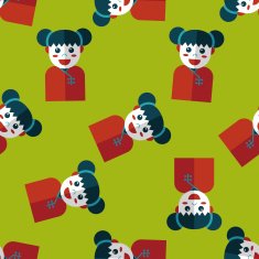 Chinese New Year girl flat icon eps10 seamless pattern background N8