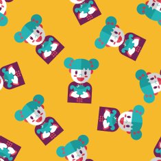 Chinese New Year girl flat icon eps10 seamless pattern background N10