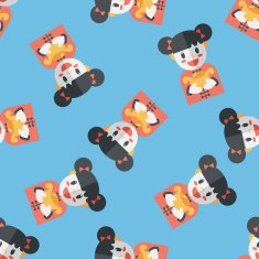 Chinese New Year girl flat icon eps10 seamless pattern background N12