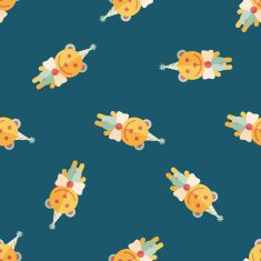 birthday teddy bear flat icon eps10 seamless pattern background