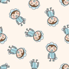 person character baby cartoon seamless pattern background N7
