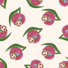 fairytale princess cartoon seamless pattern background N25