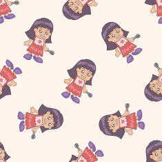 family girl character theme ments cartoon seamless pattern background N2