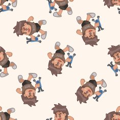 family boy character cartoon seamless pattern background N13