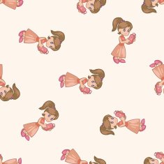 family girl character theme ments cartoon seamless pattern background N3
