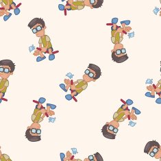family boy character cartoon seamless pattern background N14