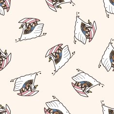 Swan Boats cartoon seamless pattern background