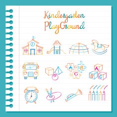 Kindergarten Line Drawing Toys and Playground Set