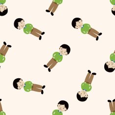 family boy character cartoon seamless pattern background N15