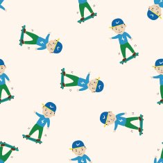 family boy character cartoon seamless pattern background N17