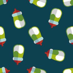 Baby bottle flat icon eps10 seamless pattern background