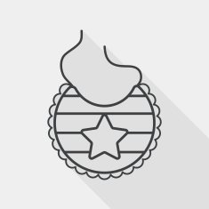 baby bib flat icon with long shadow line