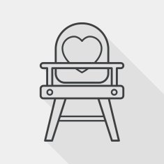 baby high chair flat icon with long shadow line