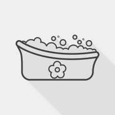 baby bath flat icon with long shadow line