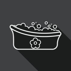 baby bath flat icon with long shadow line N2