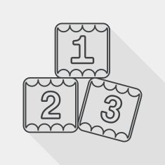 123 blocks flat icon with long shadow line