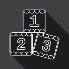 123 blocks flat icon with long shadow line N2