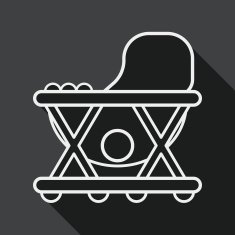 Baby walker flat icon with long shadow line
