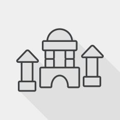 brick house flat icon with long shadow line