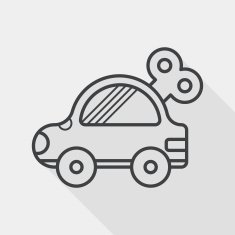 toy car flat icon with long shadow line